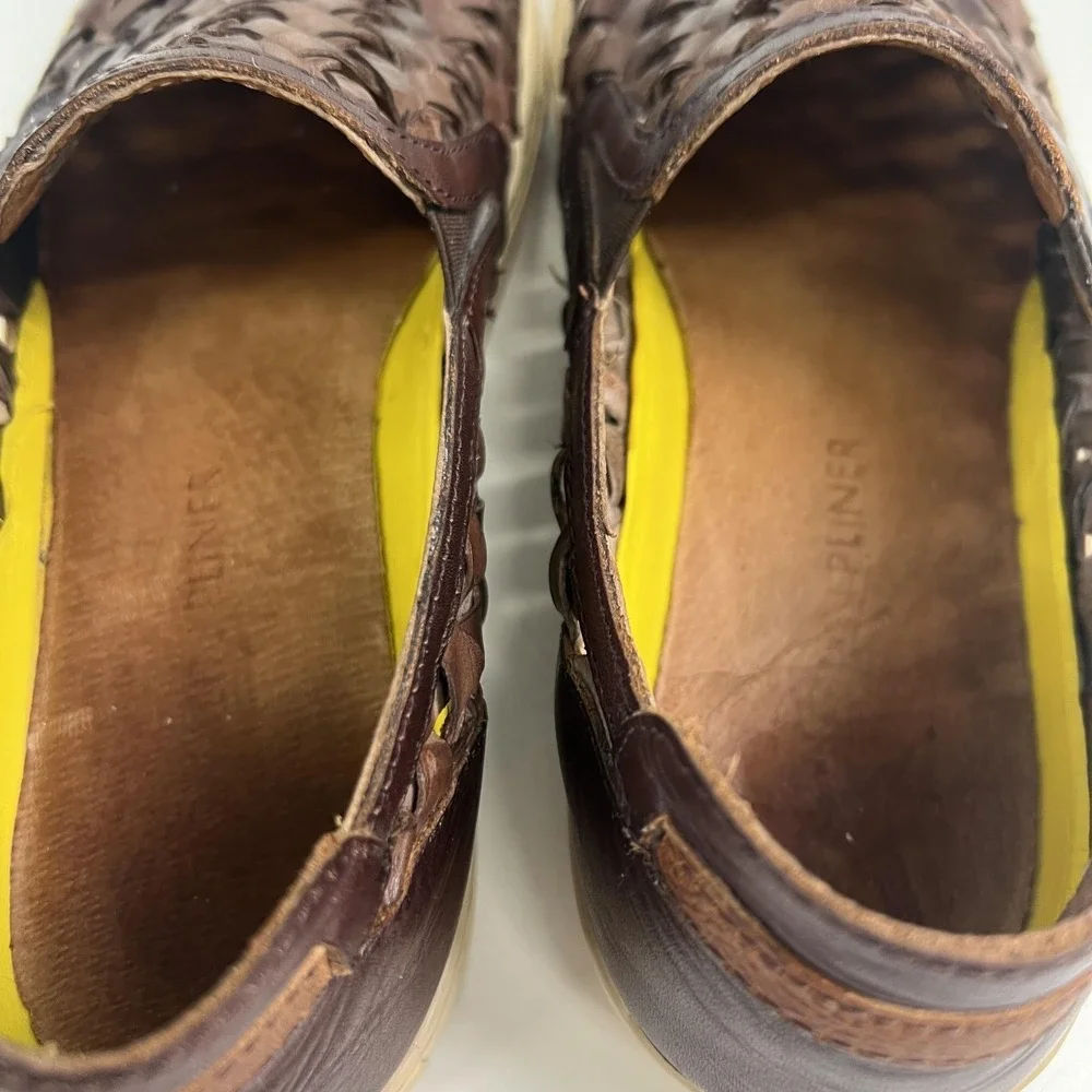 Donald J‎ Pliner Karter-WZ Shoes Mens Size 10 Brown Woven Leather Slip On Casual